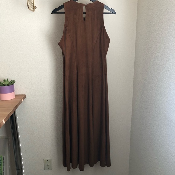 Karen Alexander Boston Proper Brown Suede Dress w/ Turquoise Stones Size 10 - Picture 14 of 14